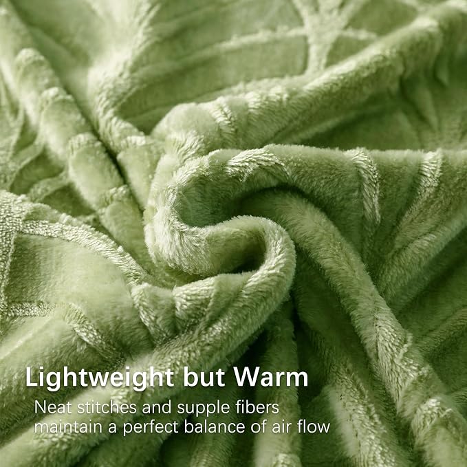 Whale Flotilla Soft Flannel Fleece King Size Bed Blanket, Olive Green | Cozy - Image 6