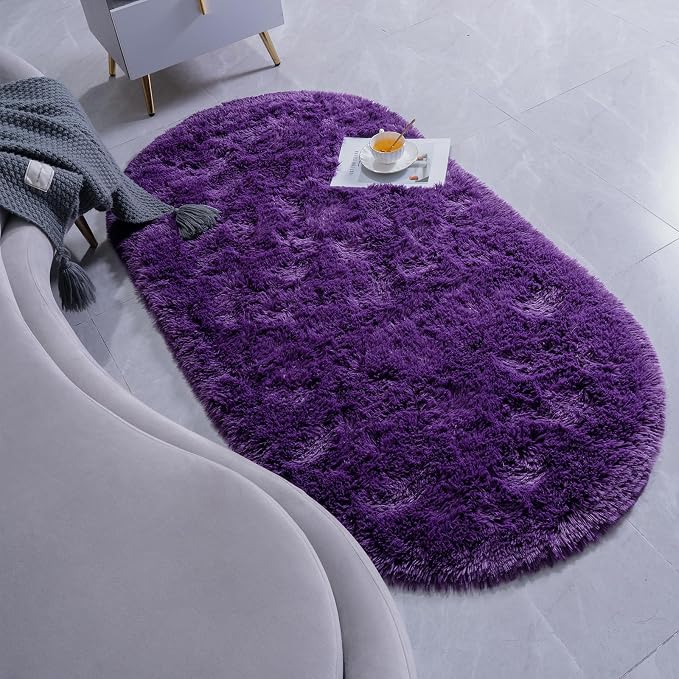 Goideal Fluffy Bedroom Rug, Small Oval Area Rugs, 2.6 x 5.3 Feet - Image 3