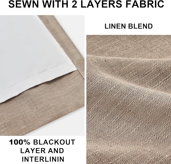 Topfinel 95 Inch Long Pinch Pleated Dark Linen Color Curtains, 100% Blackout - Image 9