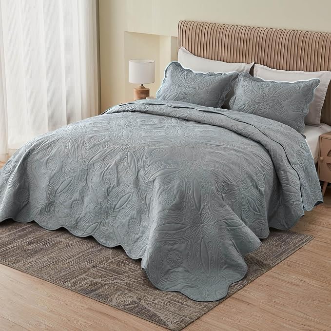 Kingnex Oversized King Bedspreads 128x120 Ultrasonic Quilted Grey | Extra Wide - Image 8