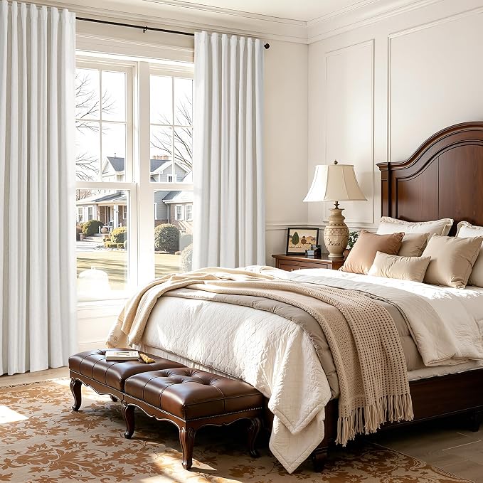 100% Blackout Linen Curtains for Bedroom Ceiling to Floor 96 Inch Long 8FT - Image 8