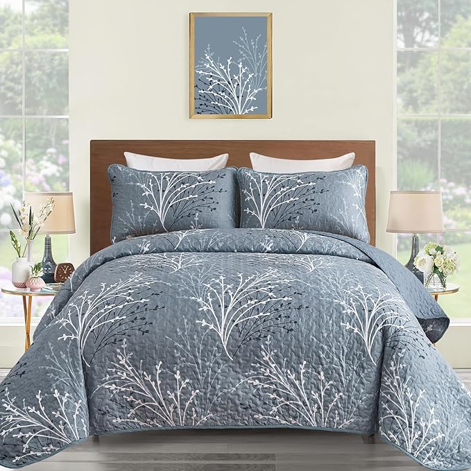 DJY Quilt Set King Size, Branch Floral Bedding Set by HOME