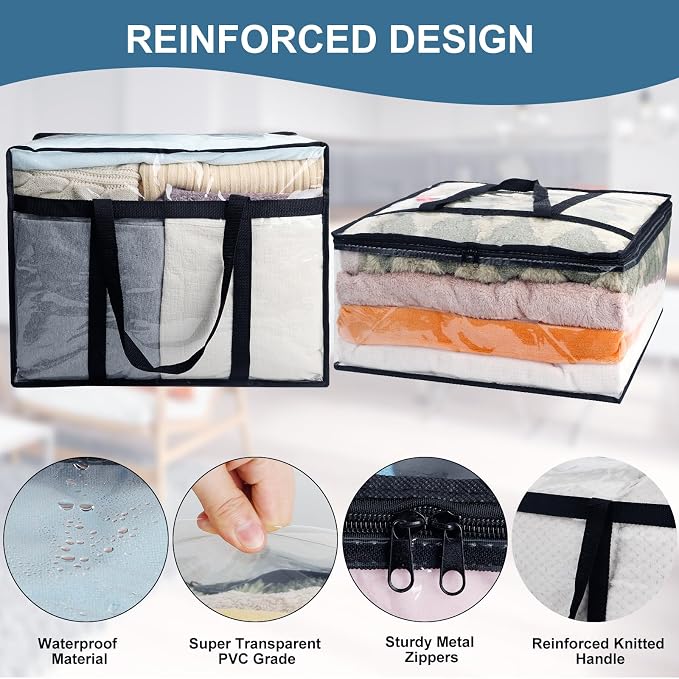 3Pack Clear Blanket Storage Bags, Vinyl Comforter Clothes Storage Closet - Image 6