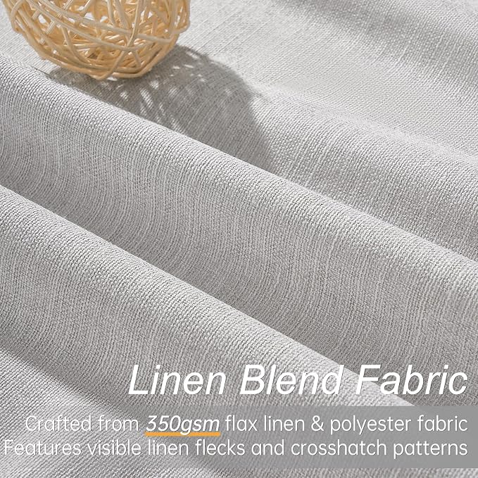 Grey Linen Blackout Curtains for Living Room 2 Panels Set 92 Inches Long Linen - Image 2