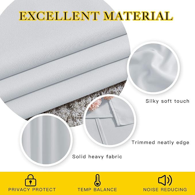 NICETOWN Greyish White Room Darkening Curtains Blackout 40 inch Curtains - Image 4