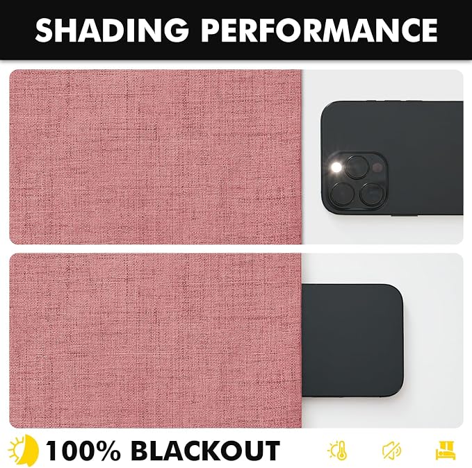 MIULEE 100% Blackout Linen Curtains 42 x 72 Inch Dusty Rose Pink 2 Panels | - Image 7