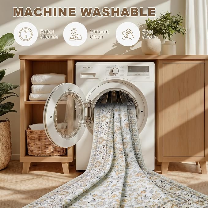 8x10 Area Rugs Living Room: Washable Vintage Rug - Image 6