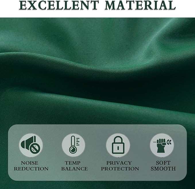 Emerald Green Blackout Thermal Insulating Window Curtain Drapes - Image 5