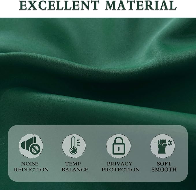 2 Panels 84 Inches Length Dark Green Blackout Thermal Insulating Window Curtain - Image 4