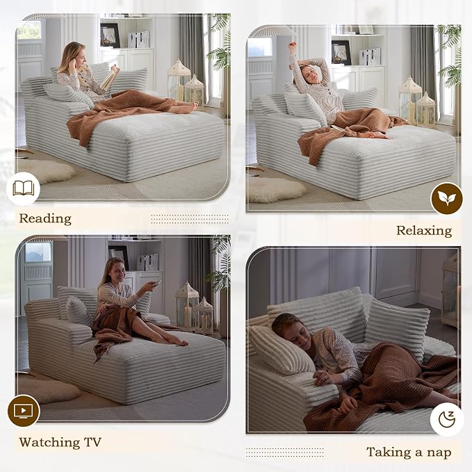 Oversized Chaise Lounge Chair Indoor, Comfy Fluffy Cloud Couch, Modern Deep - Image 5