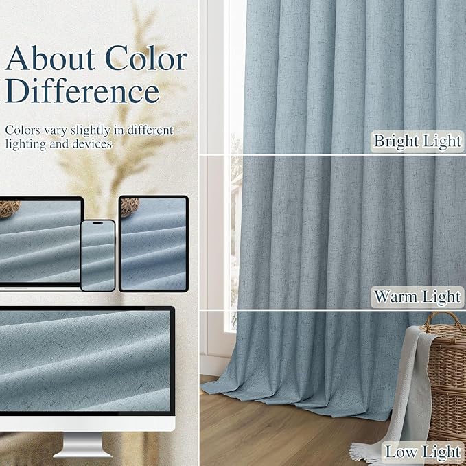 Blue 100% Blackout Curtains 98 Inch Length 2 Panels Set - Image 7