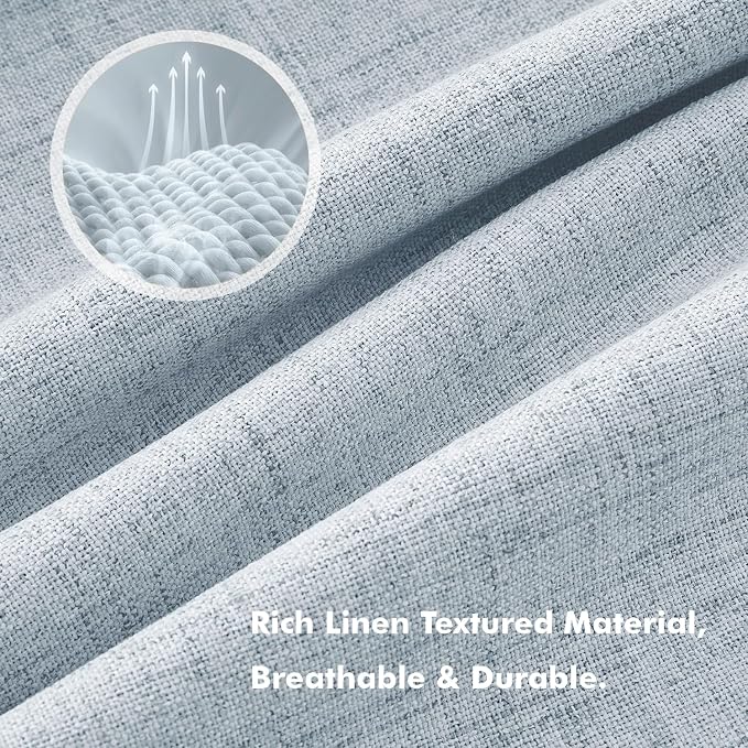 MIULEE 100% Blackout Linen Curtains 42 x 63 Inch Chambray Blue 2 Panels | - Image 3