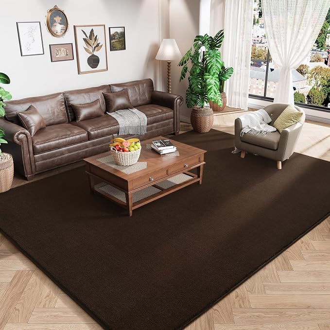 Modern Area Rugs for Bedroom Living Room, 5x8 Brown Memory Foam Rug | Thickened by AmeareaDirect