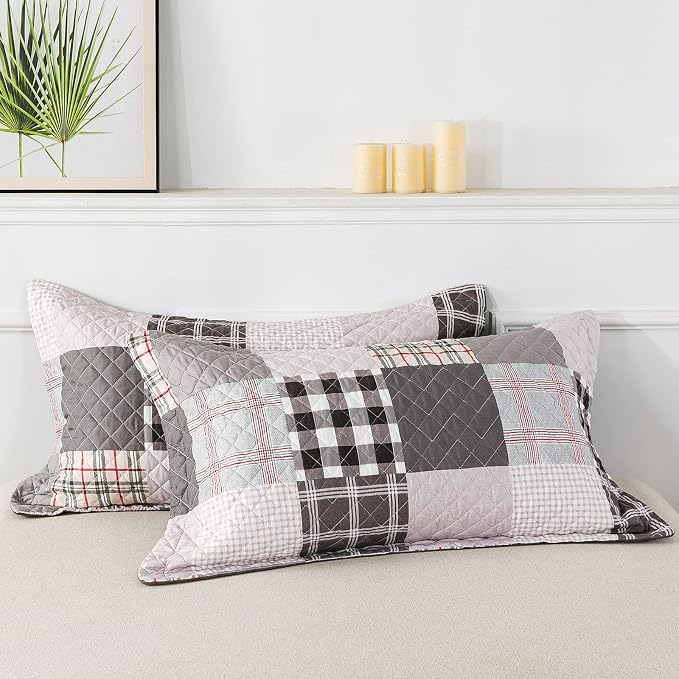 Quilt Set 3-Piece Oversized Quilted Bedspread Coverlet Set Grey European - Image 3