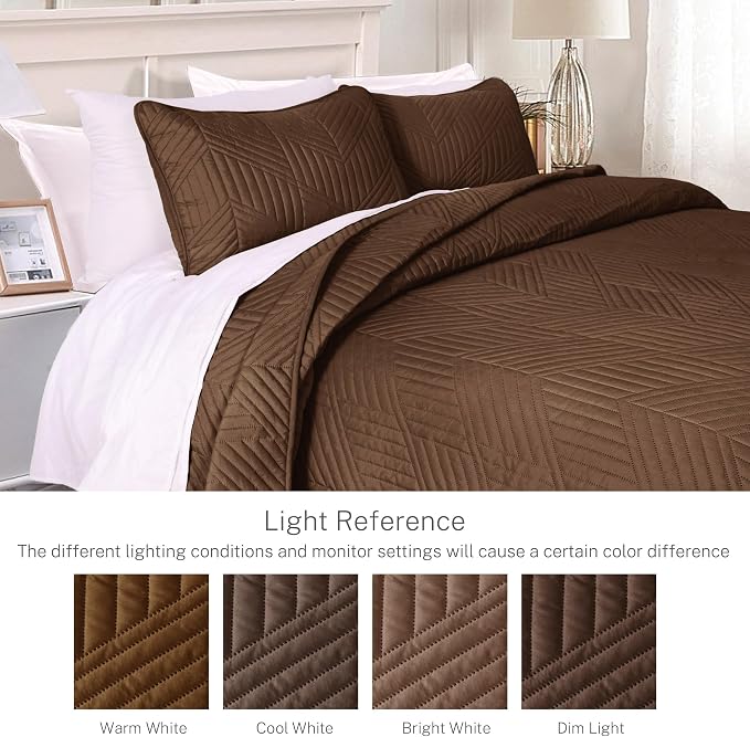 Exclusivo Mezcla Ultrasonic Full Queen Quilt Bedding Set, Soft Microfiber - Image 3