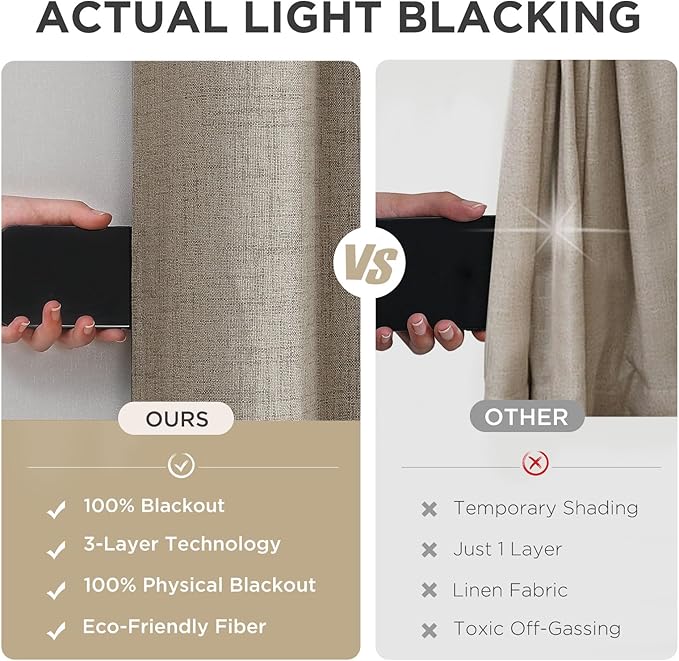 Joydeco Blackout Curtains 90 Inches Long 2 Panels Burg, Room Darkening Curtains - Image 6