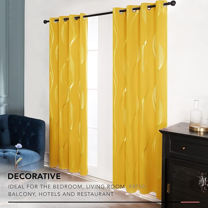 Deconovo Curtains for Living Room, Pattern Blackout Curtains 72 Inches Long | - Image 4