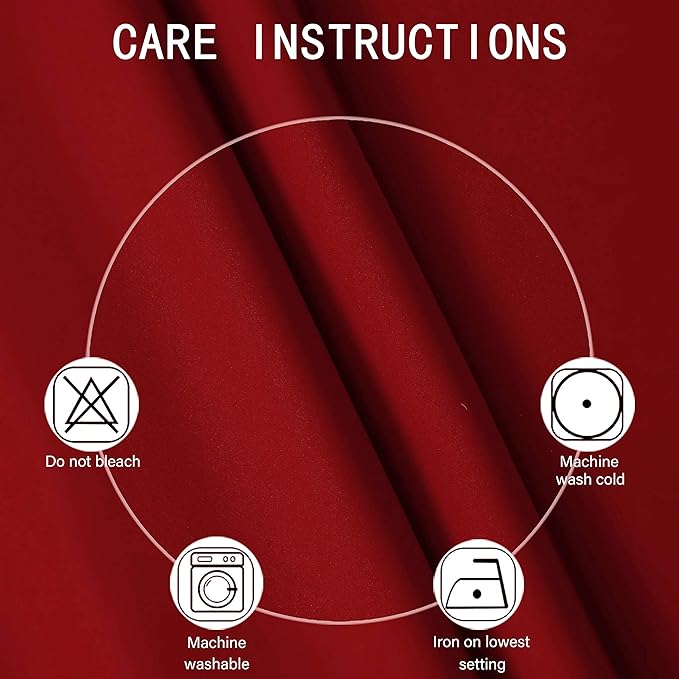 Red Bedroom Blackout Curtains/38 x 63 Inch Long/Set of 2 Curtain Panels/Thermal - Image 4