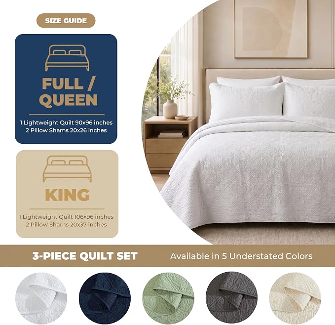HLC.ME Lorenzo - Beige Bedspreads & Coverlet Set - Soft Bed Full Queen Size - Image 5