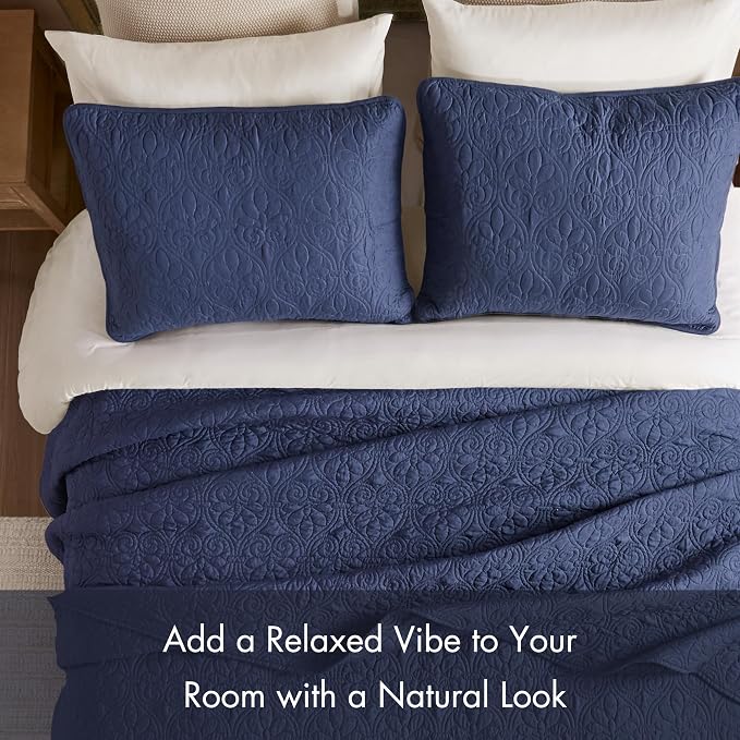 Madison Park King Quilt Bedding Set, Cottage-Inspired Damask, Classic Stitch - Image 5
