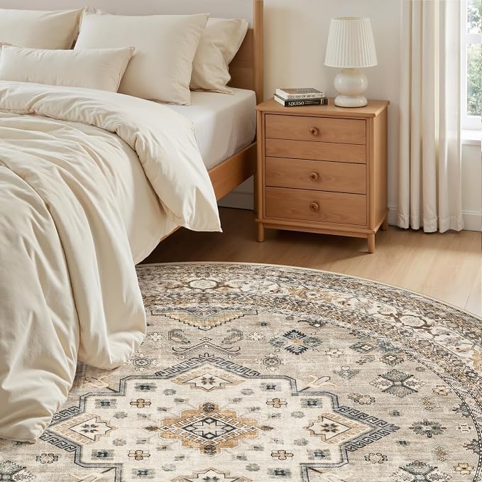 cotiled 6ft Round Living Room Area Rug, Traditional, Dining Room, and Home - Image 5