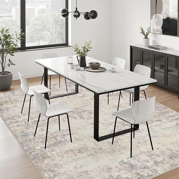 10x12 Area Rug Living Room: Modern Washable Soft Carpet Brown Beige | - Image 3