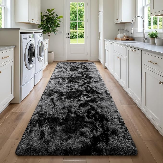 Deerhoo 3x10 Runner Rugs for Long Hallway Bedroom Kitchen, Dark Grey | Tie-Dyed - Image 5