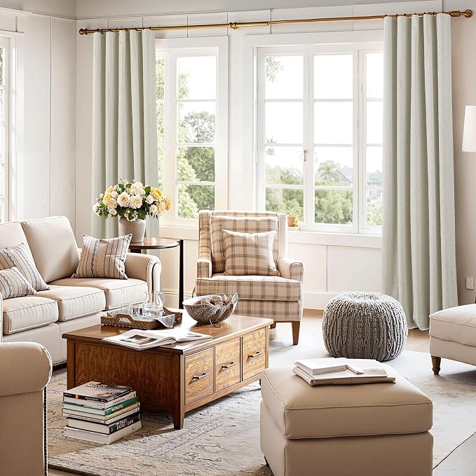 RYB HOME Blackout Curtains 108 inches Long, Thermal Insulated Natural Linen - Image 7