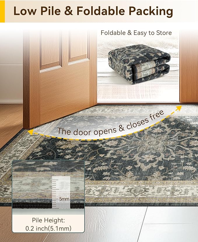 RELEANY Washable Area Rug, Square 10'x10', Water Repellent, Pet Friendly - Image 4