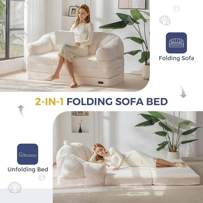 MAXYOYO Folding Sofa Bed, 2 in 1 Convertible Sofa to Lounger | Comfy Loveseat - Image 7