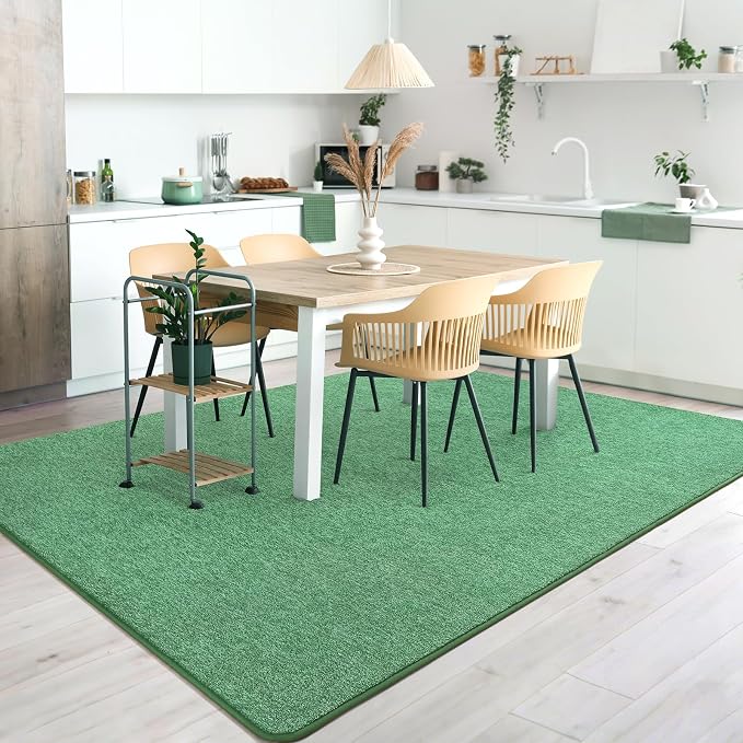 4x6 Area Rugs for Living Room Non Slip Dorm Bedroom Rug, Matte Green | Modern - Image 8