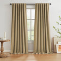 102 Inch Linen Blackout Curtains by KEQIAOSUOCAI