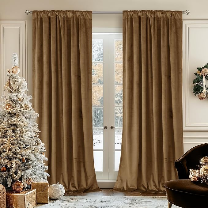 BGment Bronze Brown Velvet Curtains 84 Inch - Image 2