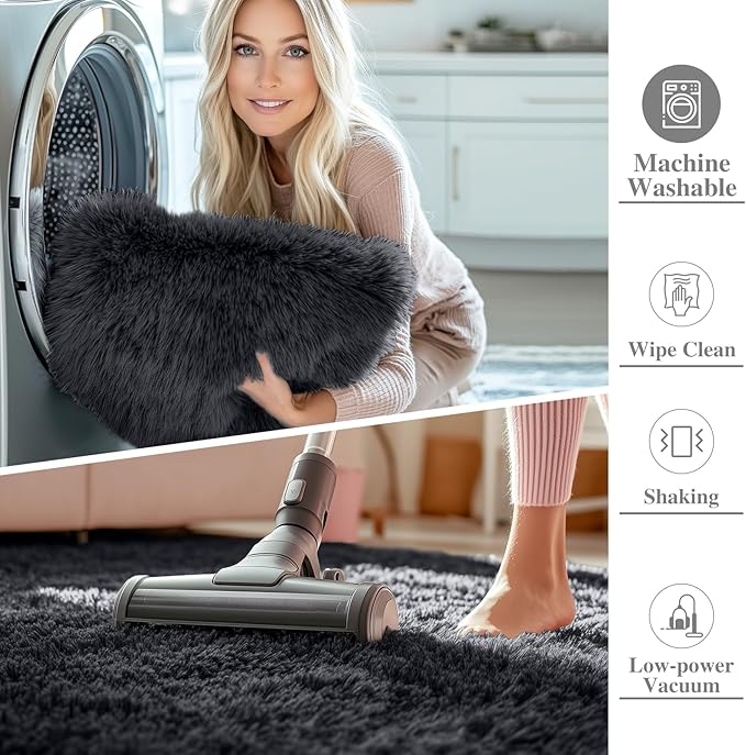 OLANLY 4x5 Machine Washable Accent Rug, Soft Fluffy Shaggy Area Rug - Image 2