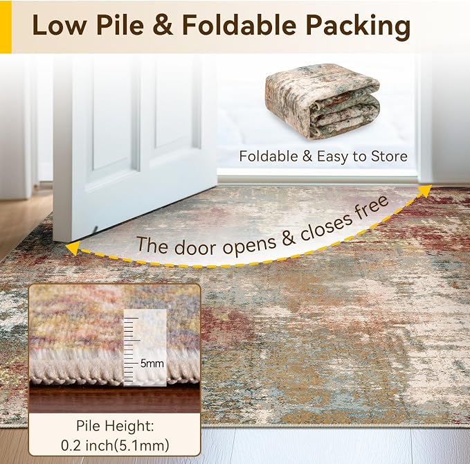 RELEANY Washable 2'x5' Abstract Area Rug - Image 6