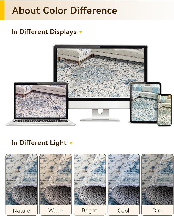 RELEANY Washable Area Rug, Large 10'x14', Water Repellent, Pet Friendly - Image 7