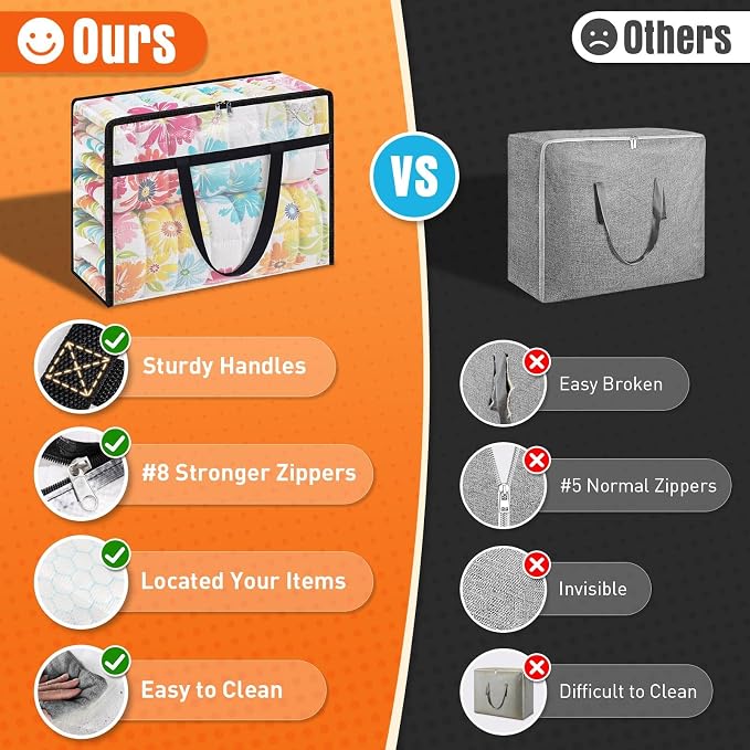8 Packs 90L Clear Under Bed Storage Containers, Large Clothes Storage Bags | - Image 4