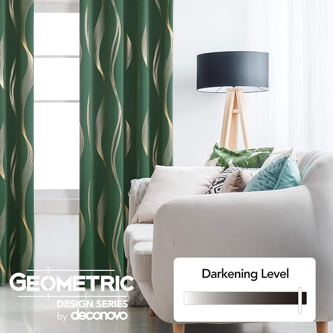 Deconovo Curtains for Living Room, Pattern Blackout Curtains 45 Inches Long | - Image 3
