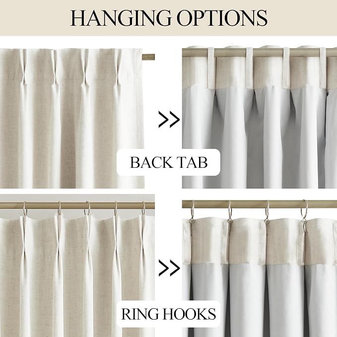 Vision Home Natural Full Blackout Curtains Linen Blended Darkening Window - Image 3
