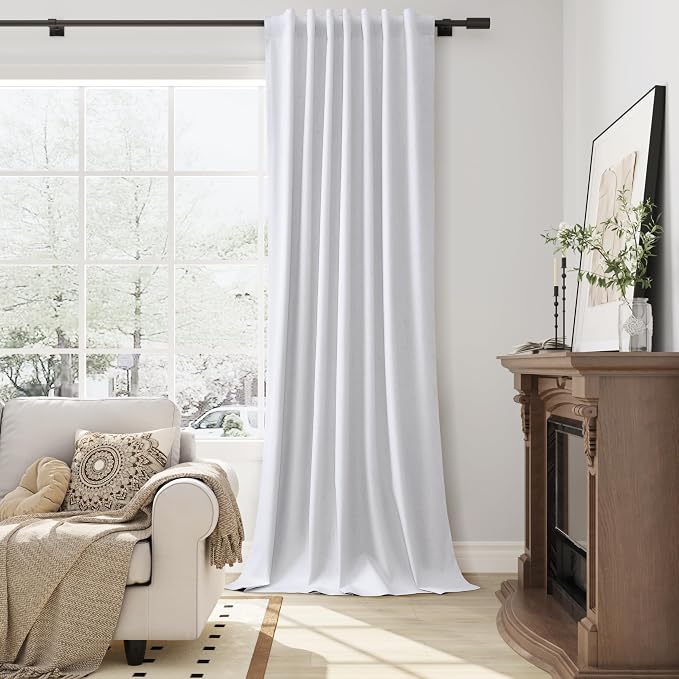 Beige White 100% Blackout Linen Curtains - Image 6