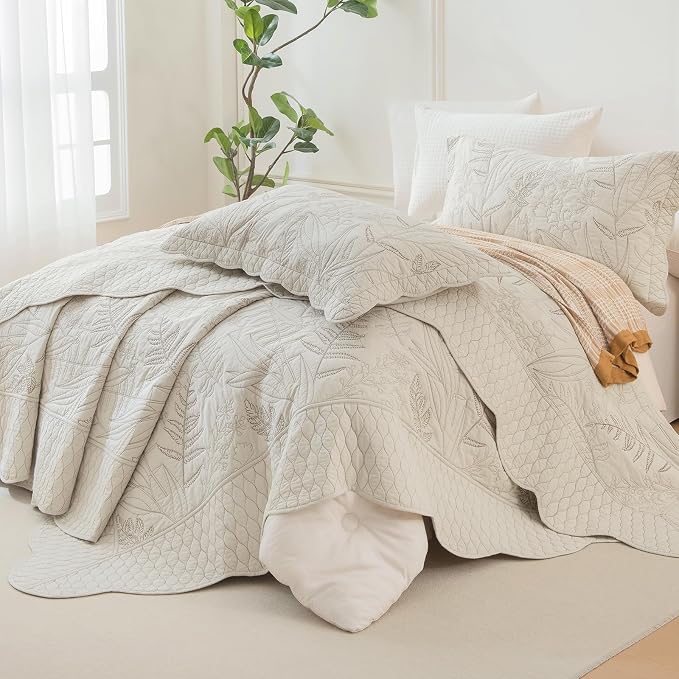 CozyTide Oversized King Bedspread 120"x120", Wheat Botanical Leaves Pattern by CozyTideComforterSet