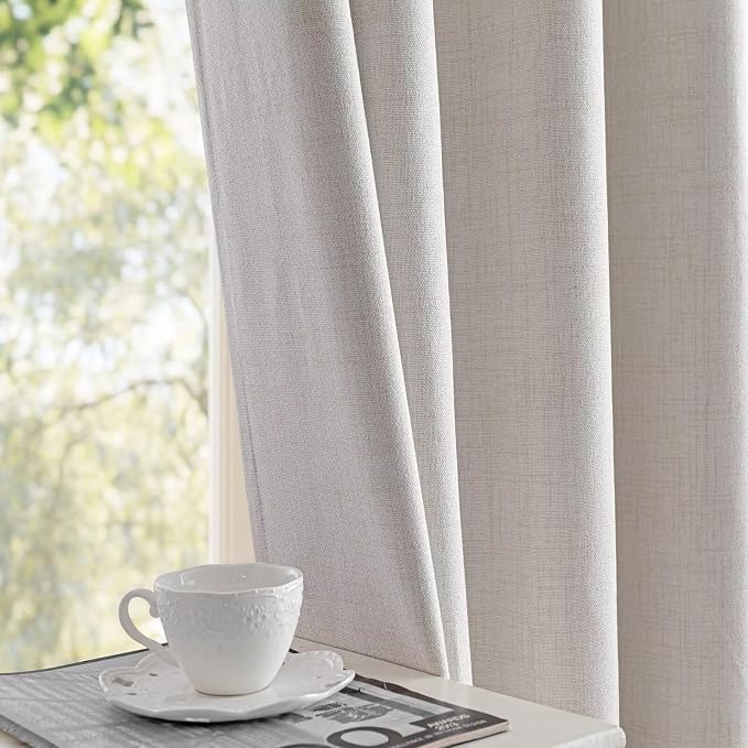 100% Blackout Curtains 108 inch Length 1 Panel Faux Linen Long Drapes - Image 5