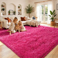 6x9 Shag Area Rug for Living Room, Hot Pink Soft Plush Fluffy Carpet | Non-Slip by Junhejiamei