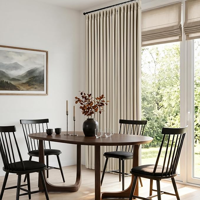 Oatmeal Beige Extra Wide Blackout 60 x 90 Inch Pinch Pleat Curtains 1 Panel | - Image 7