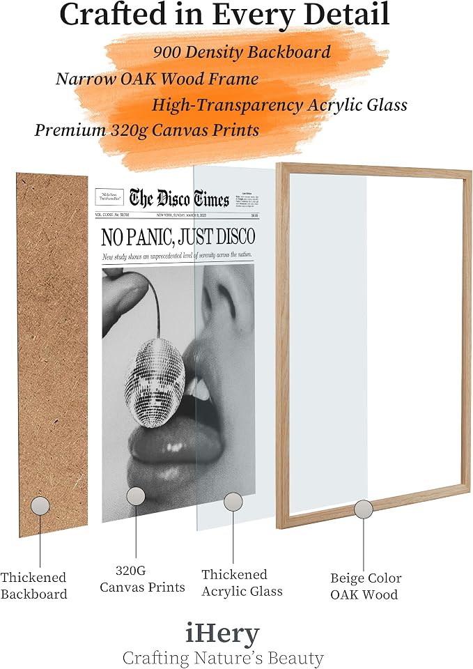 iHery 8x10in No Panic Just Disco Framed Newspaper Wall Art | Natural OAK Wood - Image 6