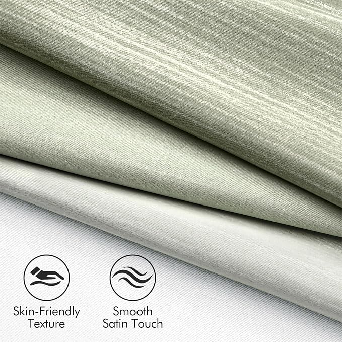 MIULEE Sage Green and Greyish White Ombre Blackout Curtains 52Wx72L | Full Room - Image 4