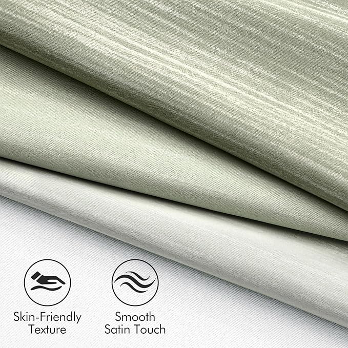 MIULEE Sage Green and Greyish White Ombre Blackout Curtains 52Wx84L | Full Room - Image 4