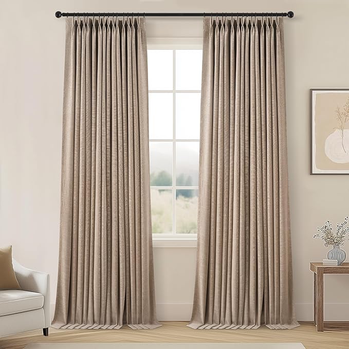 Topfinel 100 Inches Long Linen Blackout Curtains, Floor to Ceiling Pinch by Topfinel