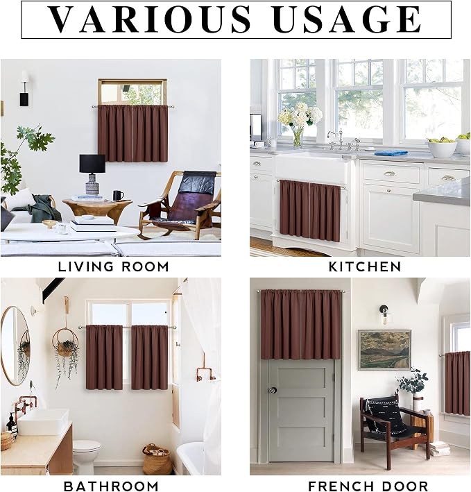 RYB HOME Basement Bathroom Kitchen Cafe Blackout Privacy Curtains 30 inches | - Image 6
