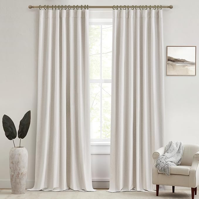 QJmydeco Buttercream Living Room Curtains 102 Inches Long by QJMYDECO